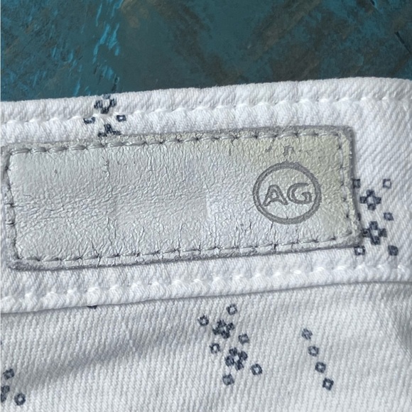 AG Adriano Goldschmied Stilt Cigarette Crop Jean Mosaic Print Optic White  Sz 27 - Picture 12 of 16